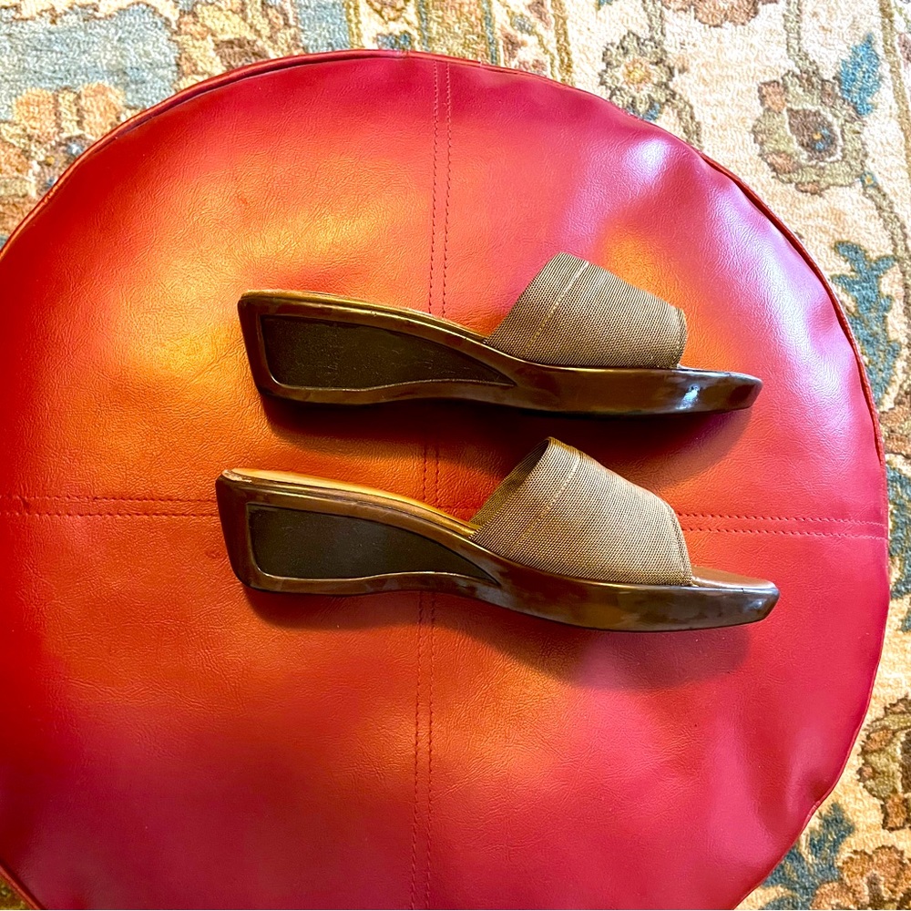 Stuart Weitzman Tan Sandal Slide With Wedge Heel - image 3